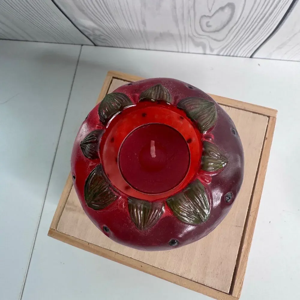 Vintage Pfalzgraff Jamberry Strawberry Candle Holder Votive Rare Pat Ferell